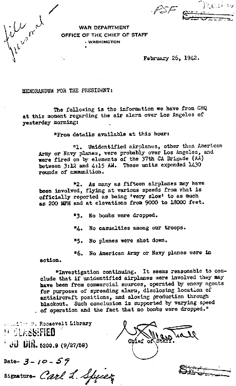 Marshall memorandum to Roosevelt, 26 February 1942