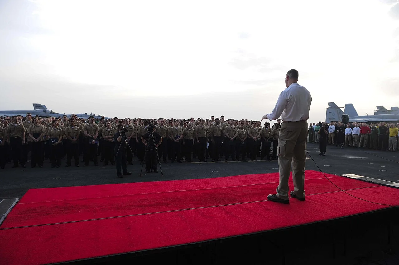 Crew on the flight deck of USS Theodore Roosevelt, May 2015