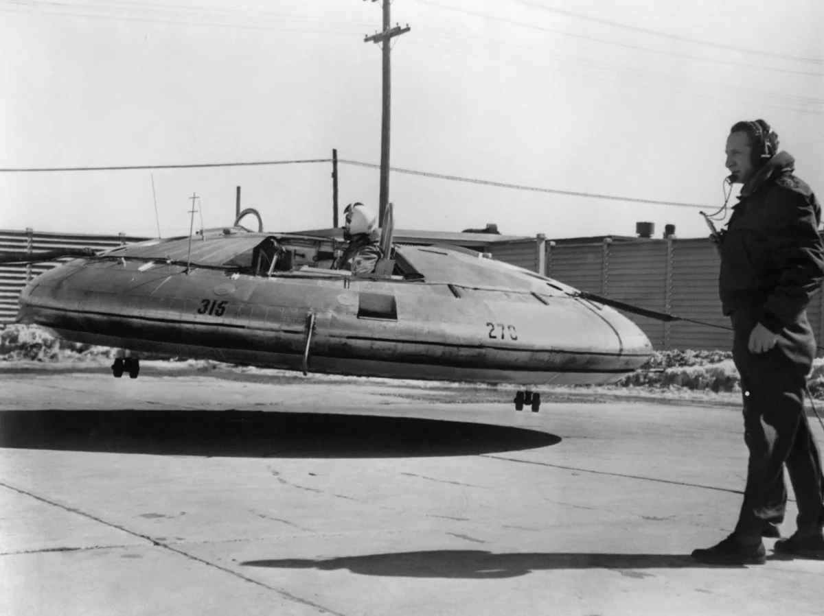 The Avrocar in tethered flight testing