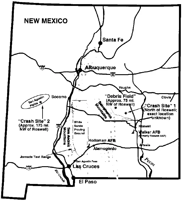 Locations in the USAF Roswell report