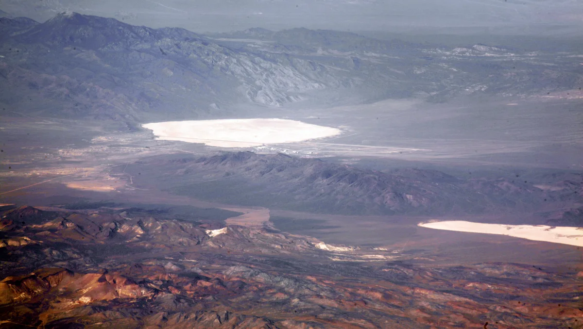 Groom and Papoose Lakes from the air